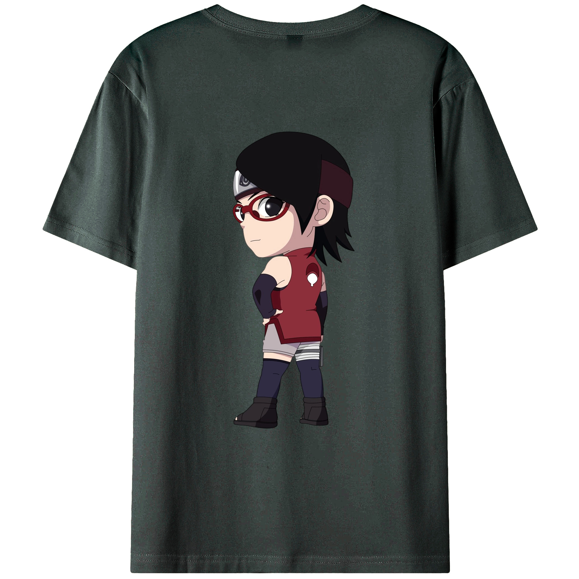 （画像用） NARUTO -ナルト- うちは サラダ Uchiha Sarada 綿100％ メンズ半袖Tシャツ（バックプリント） 通気性